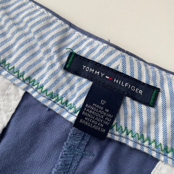 Tommy Hilfiger 2 Lot Ladies 12 Cropped Straight Leg Pant w Belt Blue Tan Bundle - Picture 11 of 16